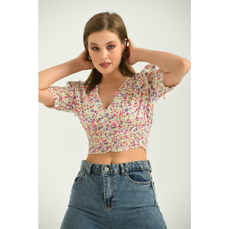 Floral Balloon Sleeves Top | Montivo Pakistan