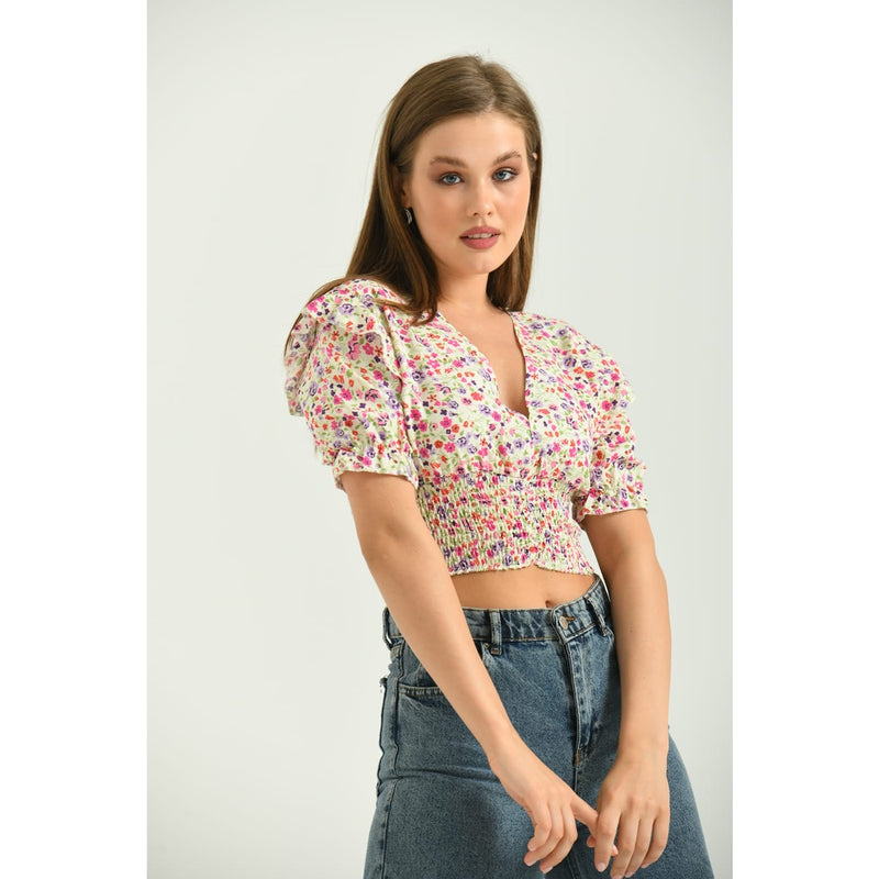 Floral Balloon Sleeves Top | Montivo Pakistan