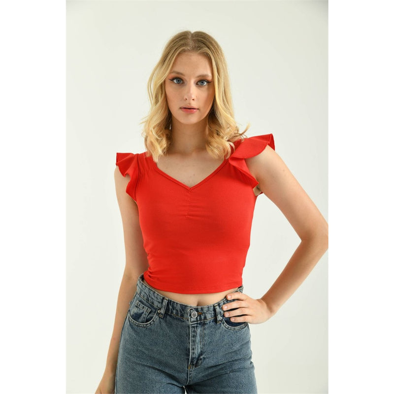 Red Butterfly Ruffle Top | Montivo Pakistan