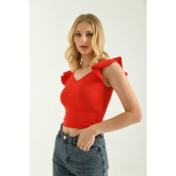 Red Butterfly Ruffle Top | Montivo Pakistan