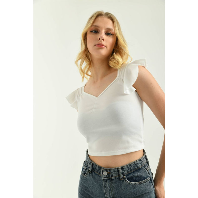 White Butterfly Ruffle Top | Montivo Pakistan