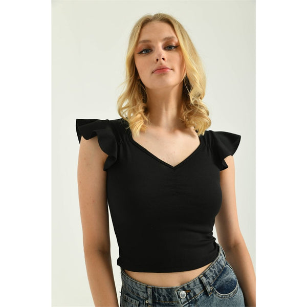 Black Butterfly Ruffle Top | Montivo Pakistan