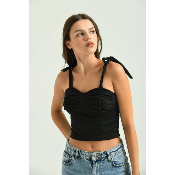 Tie Shoulder Black Top | Montivo Pakistan
