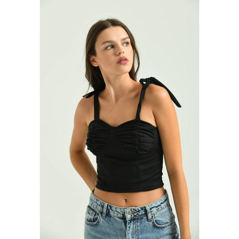 Tie Shoulder Black Top | Montivo Pakistan