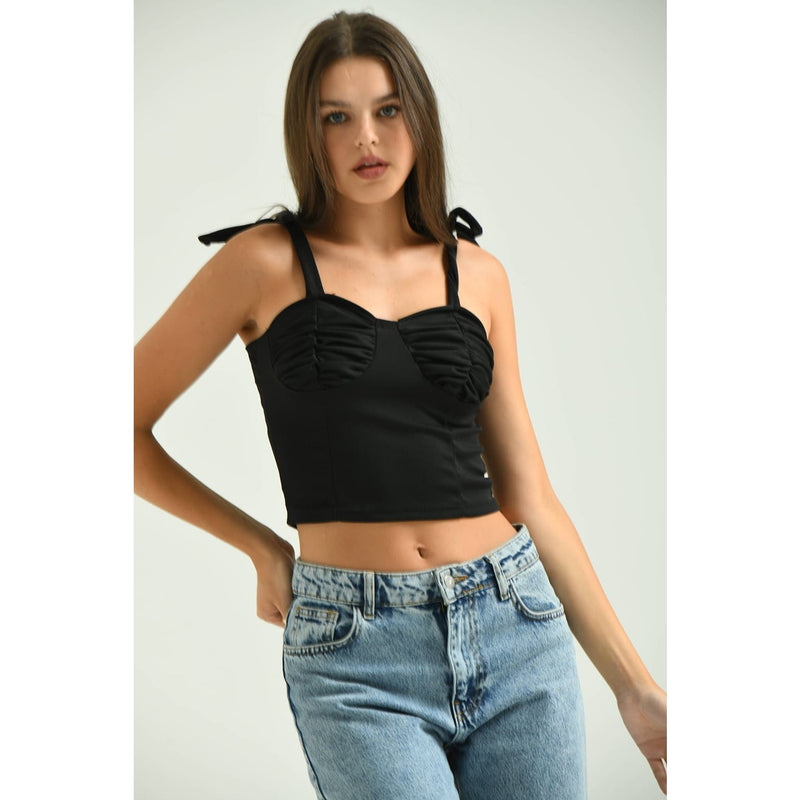 Tie Shoulder Black Top | Montivo Pakistan