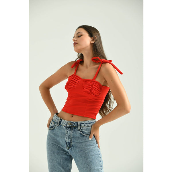 Tie Shoulder Red Top | Montivo Pakistan