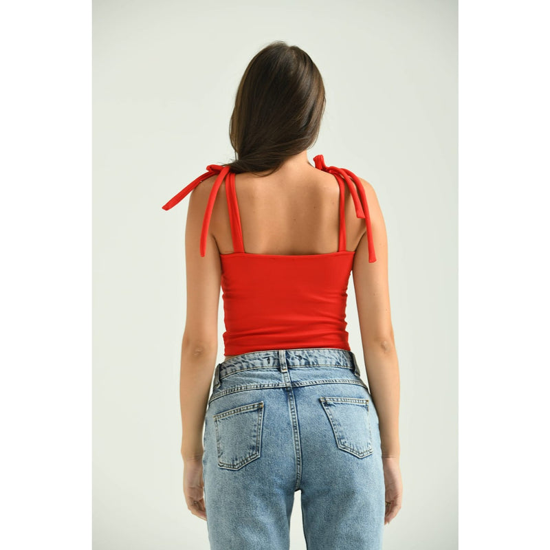 Tie Shoulder Red Top | Montivo Pakistan