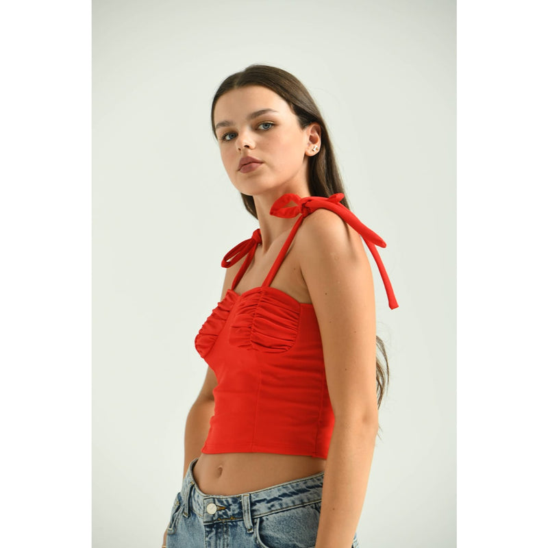 Tie Shoulder Red Top | Montivo Pakistan