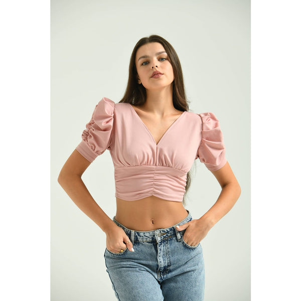 Peach Puff Sleeves Crop Top | Montivo Pakistan
