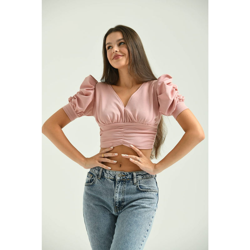 Peach Puff Sleeves Crop Top | Montivo Pakistan