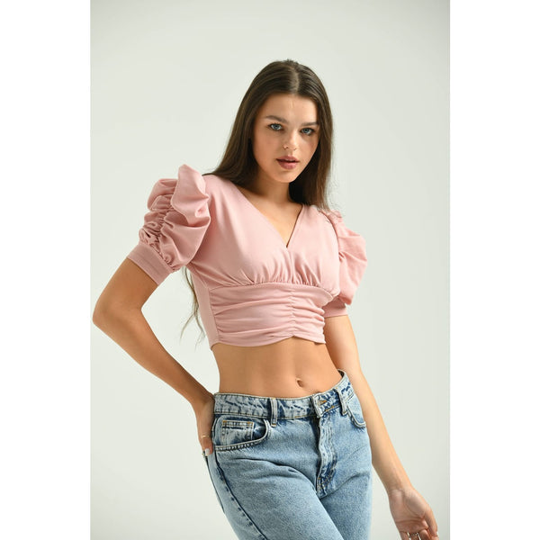 Peach Puff Sleeves Crop Top | Montivo Pakistan