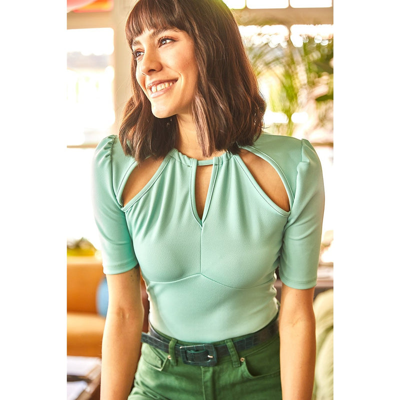 Mint Knited Keyhole Top | Montivo Pakistan