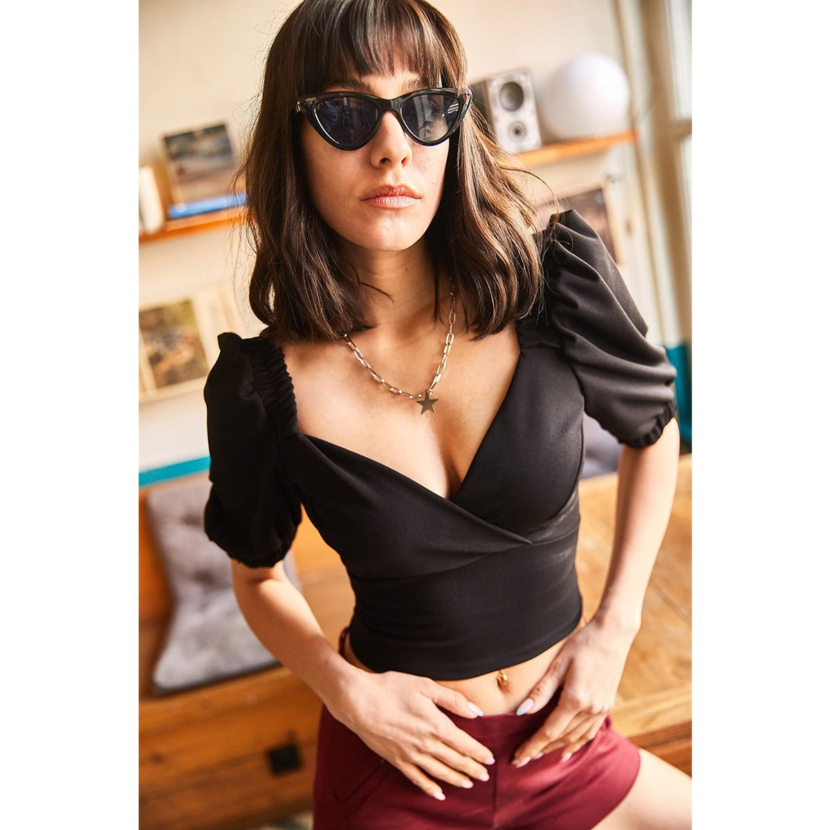 Double Breasted Sleeve Detailed Top | Montivo Pakistan