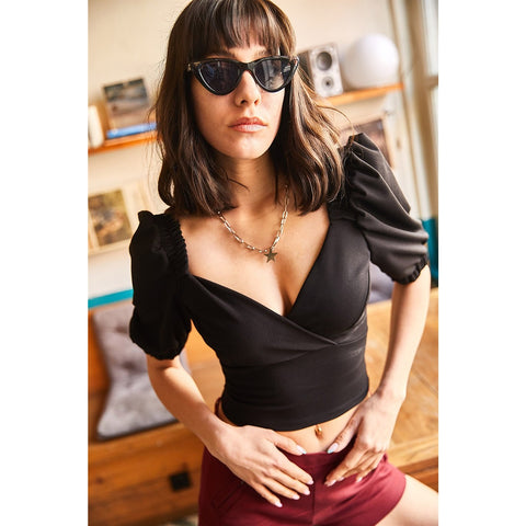 Double Breasted Sleeve Detailed Top | Montivo Pakistan