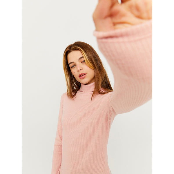 TW Pink Roll Neck Ribbed Top | Montivo Pakistan