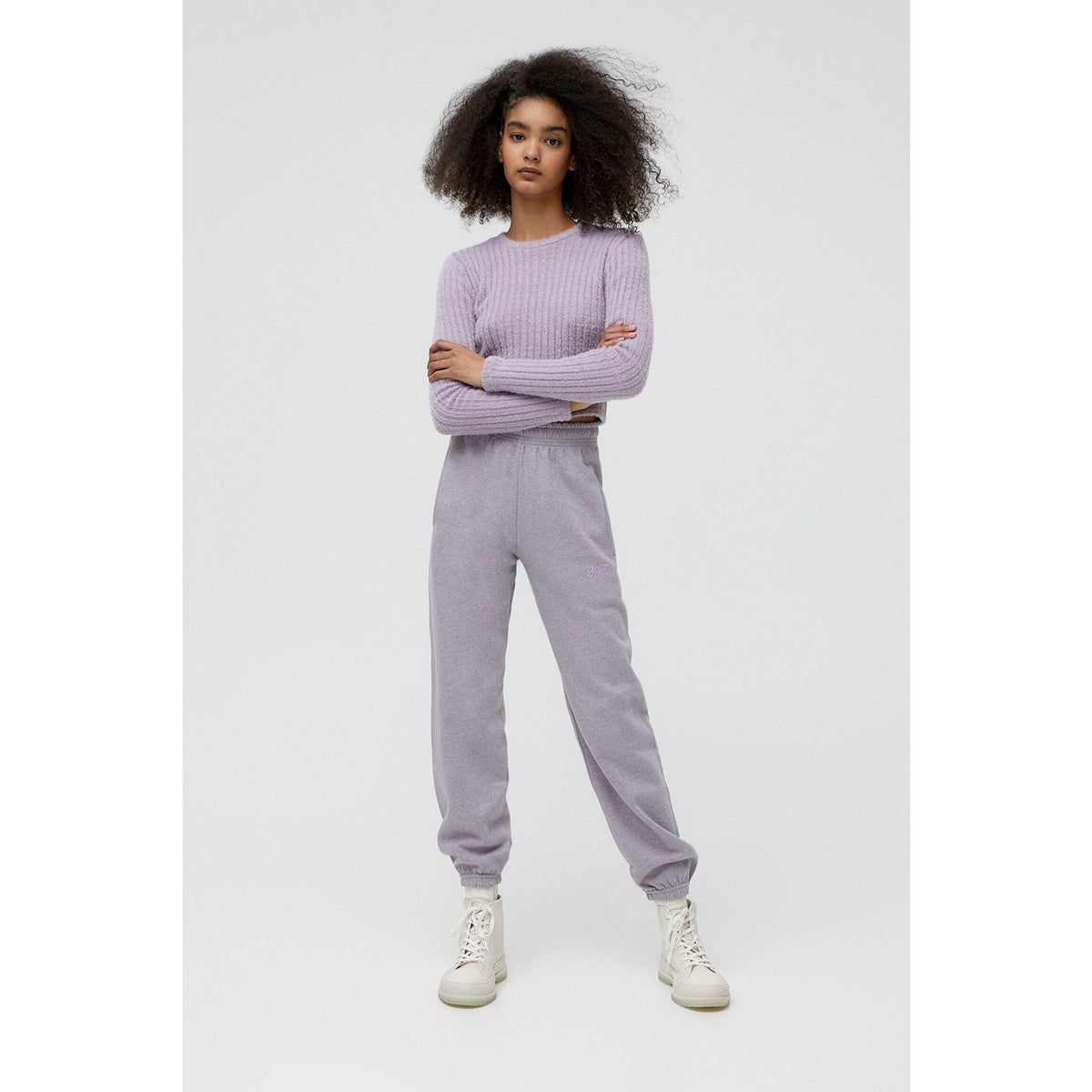 PB Embroidered STWD Lilac sweatpants | Montivo Pakistan
