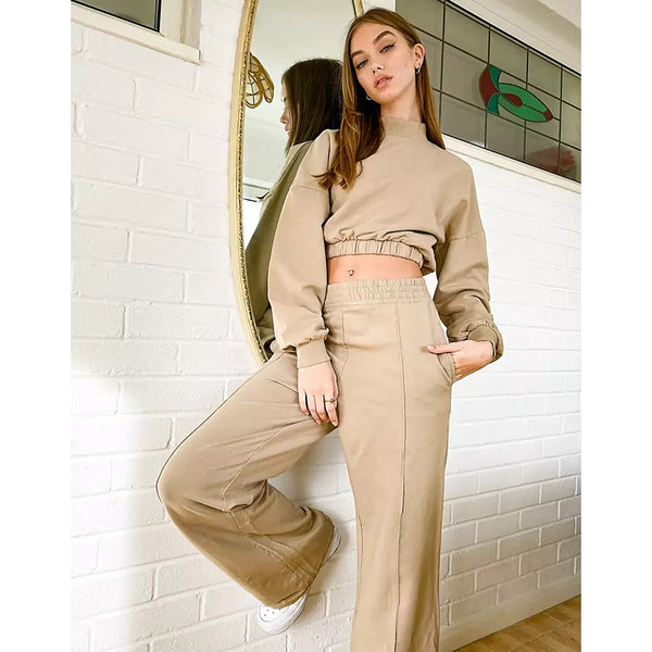 BSK Wide Leg Beige Trousers | Montivo Pakistan