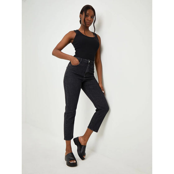 GRGE Black High Rise Straight Jeans | Montivo Pakistan