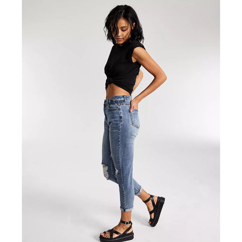 VS Destructed Cinched Waist Mom Jeans | Montivo Pakistan