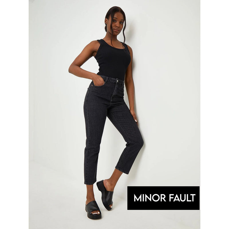 Minor Fault Black High Rise Straight Jeans | Montivo Pakistan