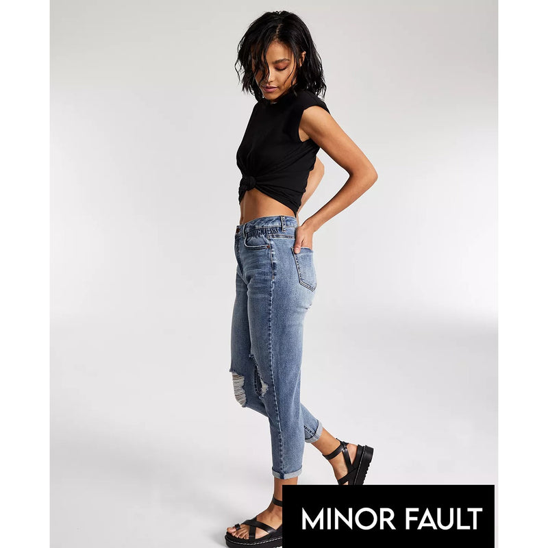 Minor Fault Destructed Cinched Waist Mom Jeans | Montivo Pakistan