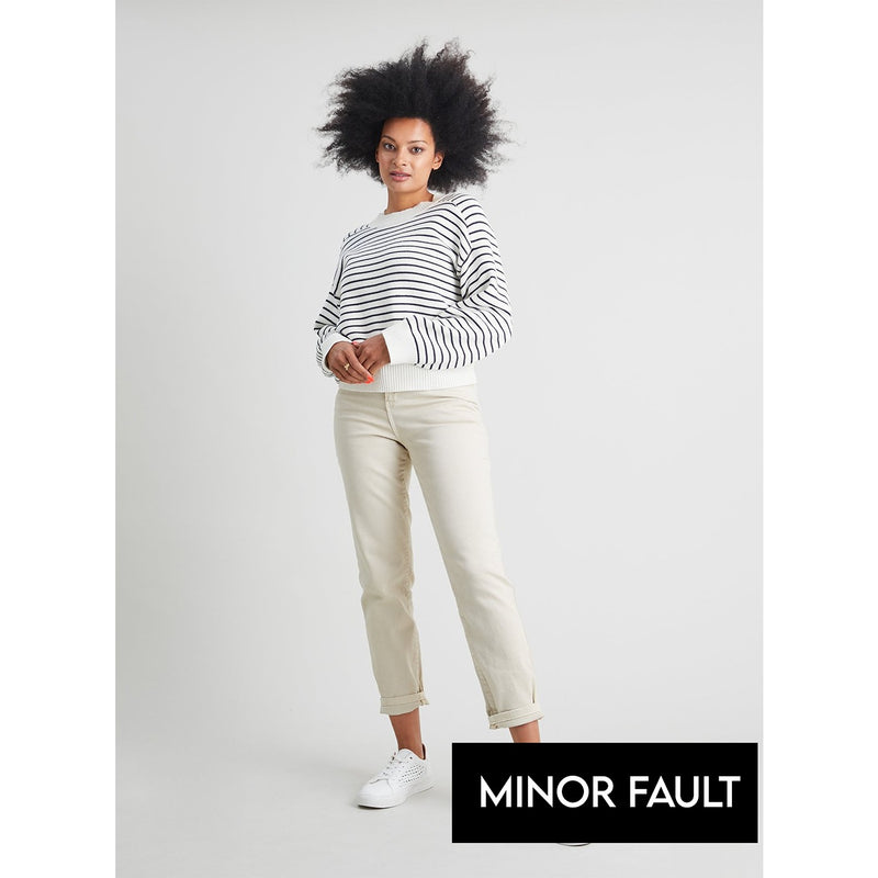 Minor Fault Ecru Girlfriend Jeans | Montivo Pakistan