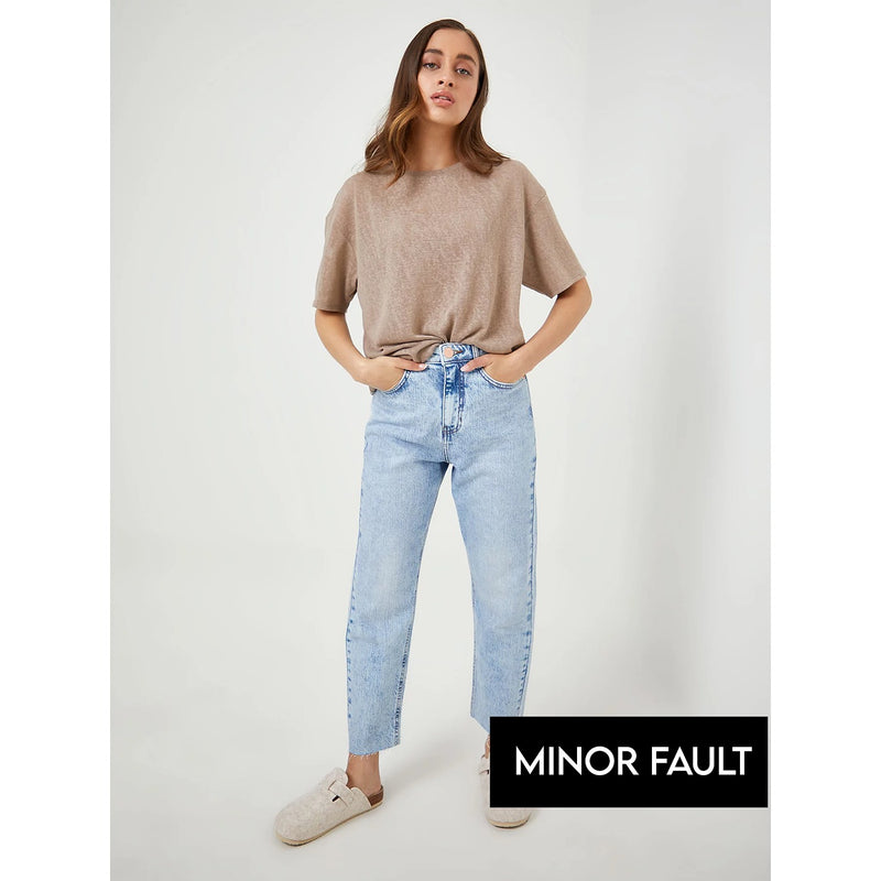 Minor Fault Light Blue Cropped Jeans | Montivo Pakistan