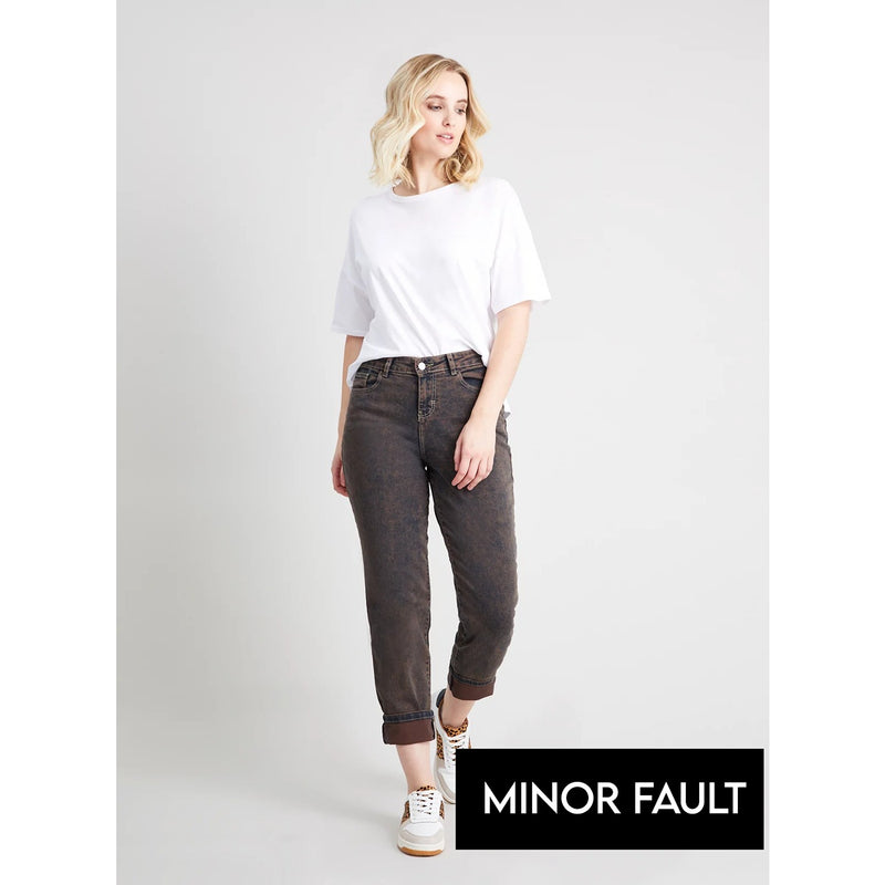 Minor Fault Rustic Brown Girlfriend Jeans | Montivo Pakistan