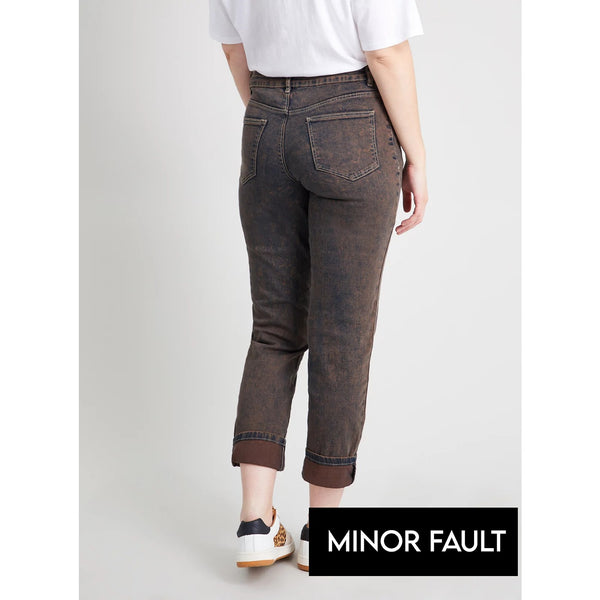 Minor Fault Rustic Brown Girlfriend Jeans | Montivo Pakistan