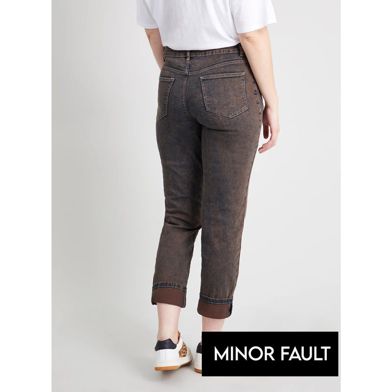 Minor Fault Rustic Brown Girlfriend Jeans | Montivo Pakistan