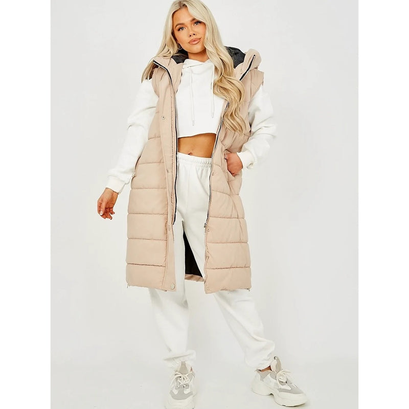 Stone Longline Padded Hooded Jacket | Montivo Pakistan