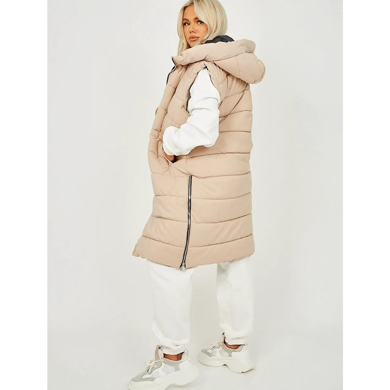 Stone Longline Padded Hooded Jacket | Montivo Pakistan