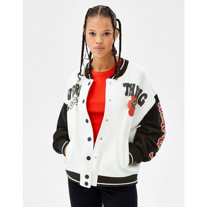 BSK Oversized White Bomber Jacket | Montivo Pakistan