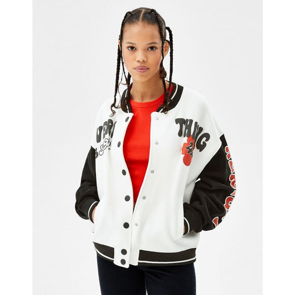 BSK Oversized White Bomber Jacket | Montivo Pakistan