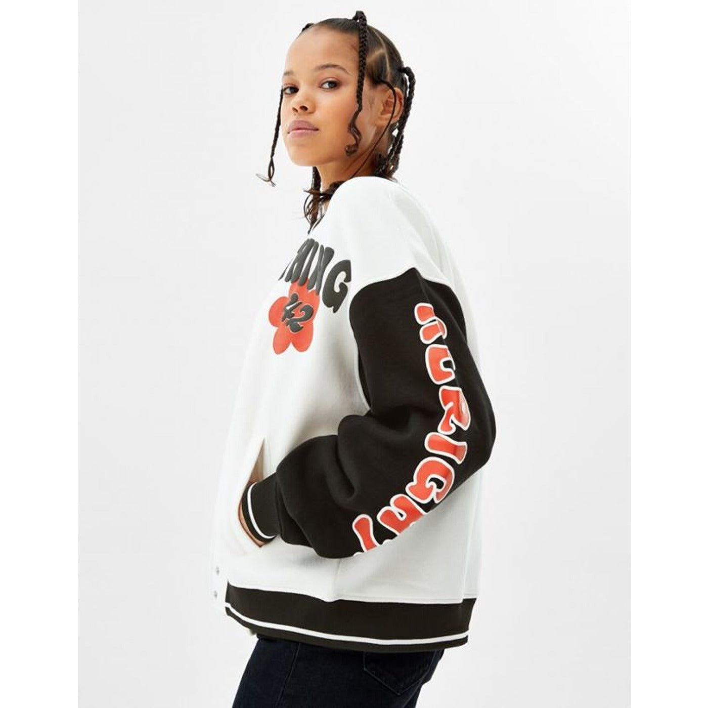 BSK Oversized White Bomber Jacket | Montivo Pakistan