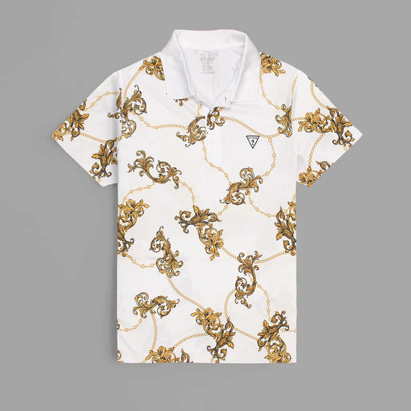 Guess White Patterned Polo | Montivo Pakistan