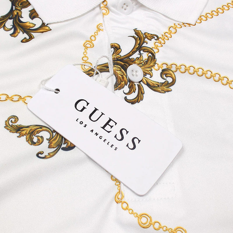 Guess White Patterned Polo | Montivo Pakistan