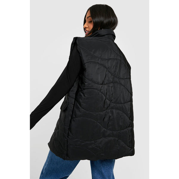 Black Quilted Funnel Neck Jacket | Montivo Pakistan