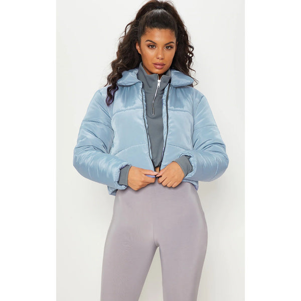 Blue Cropped Puffer Jacket | Montivo Pakistan