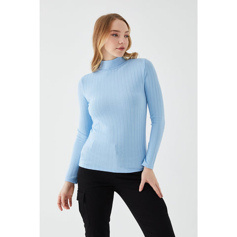 Light Blue Turtleneck Blouse | Montivo Pakistan