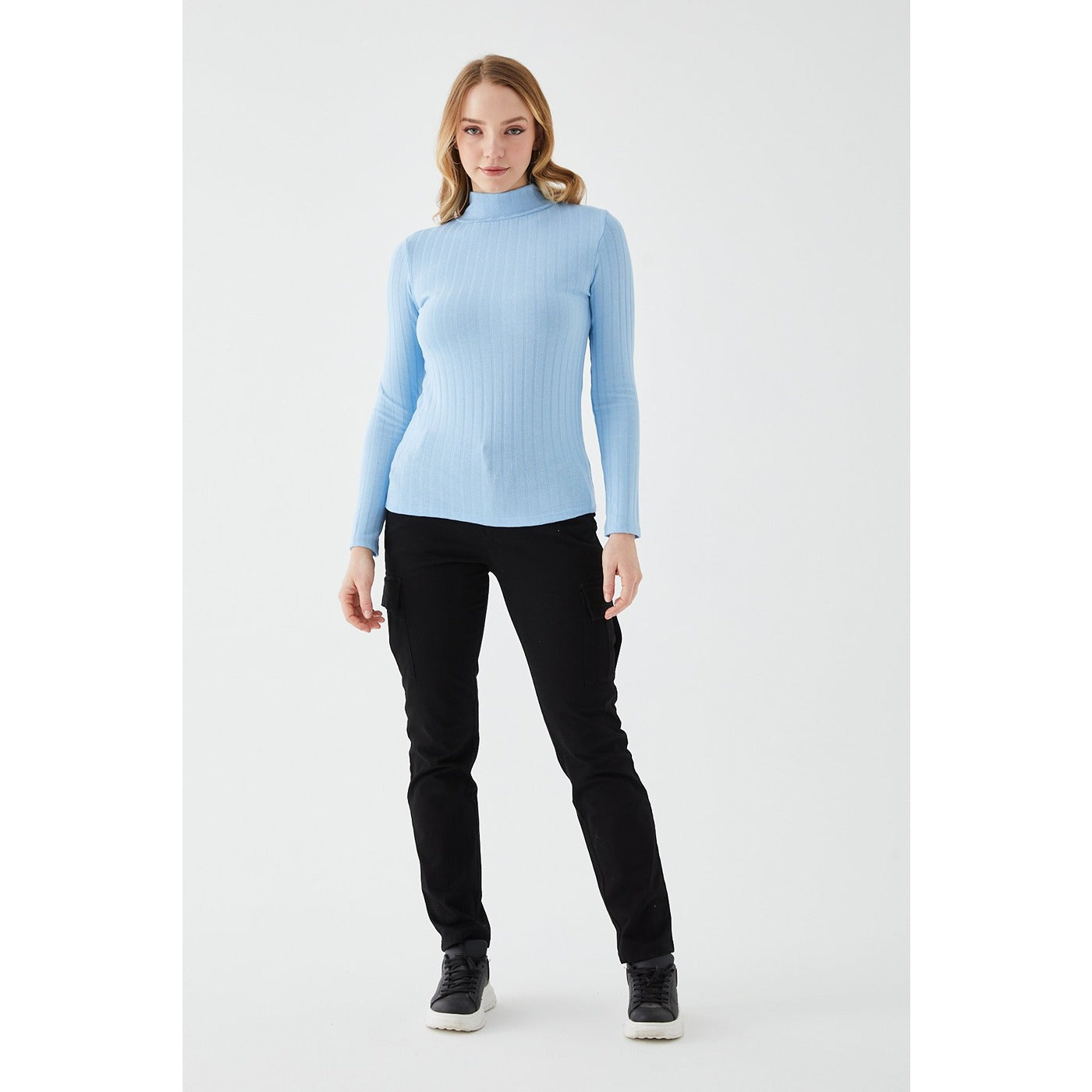 Light Blue Turtleneck Blouse Montivo