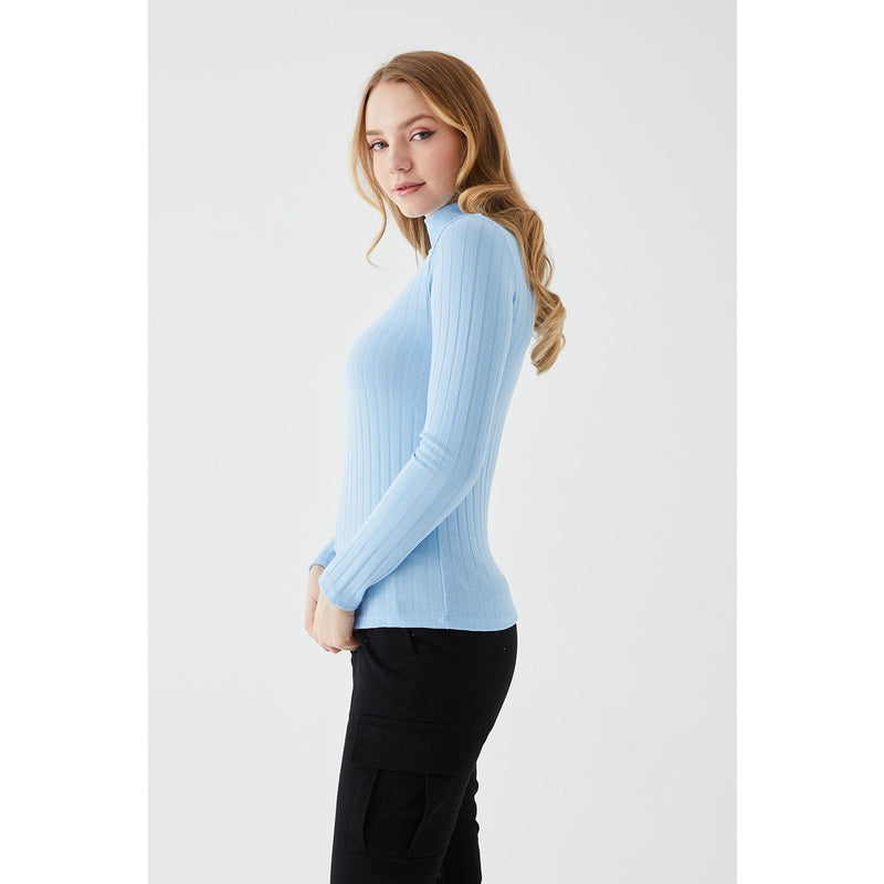 Light Blue Turtleneck Blouse | Montivo Pakistan