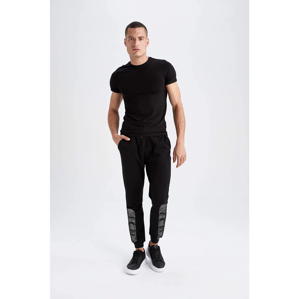 Black Fleece Joggers with Reflector Panel | Montivo Pakistan