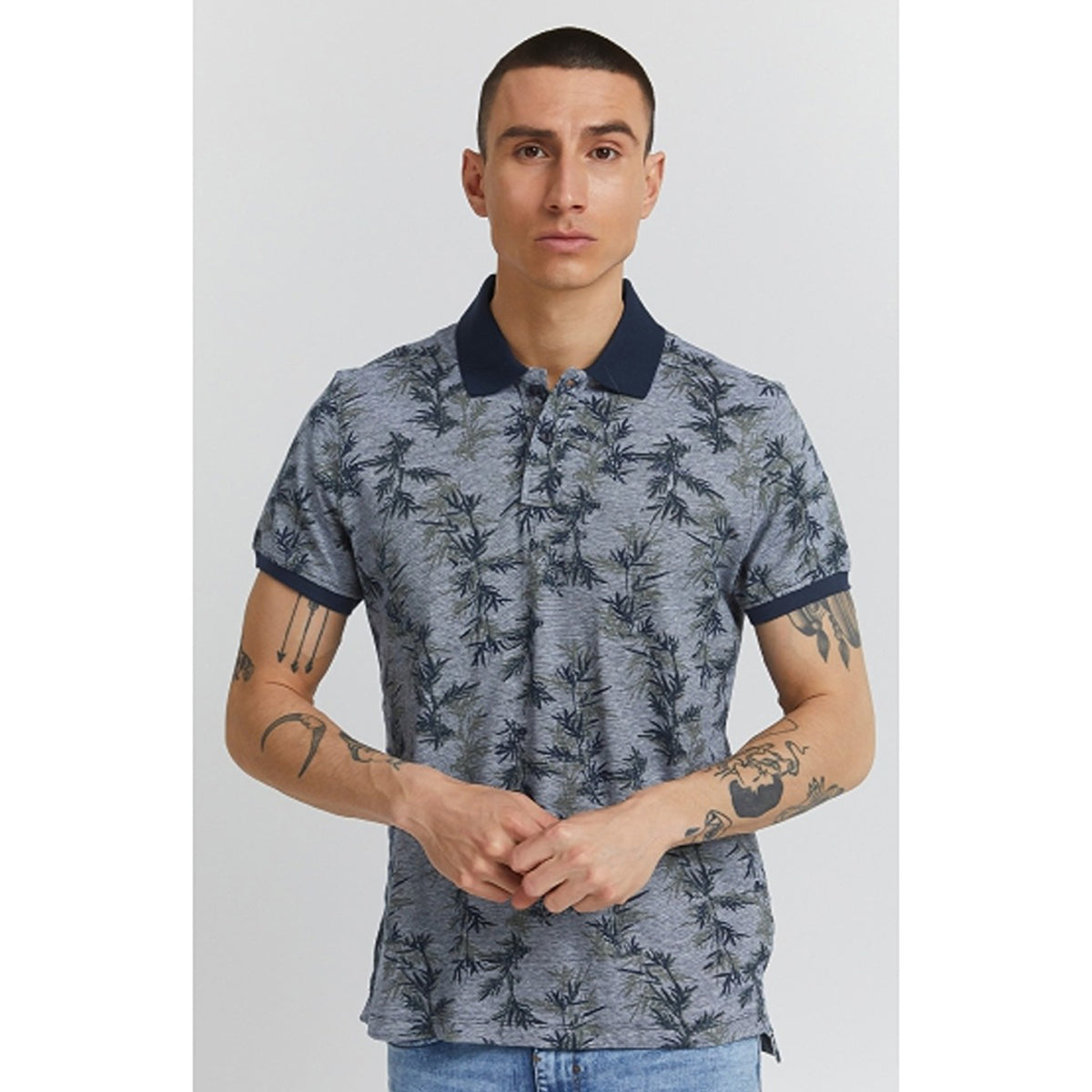 BLND Floral Blue Polo | Montivo Pakistan