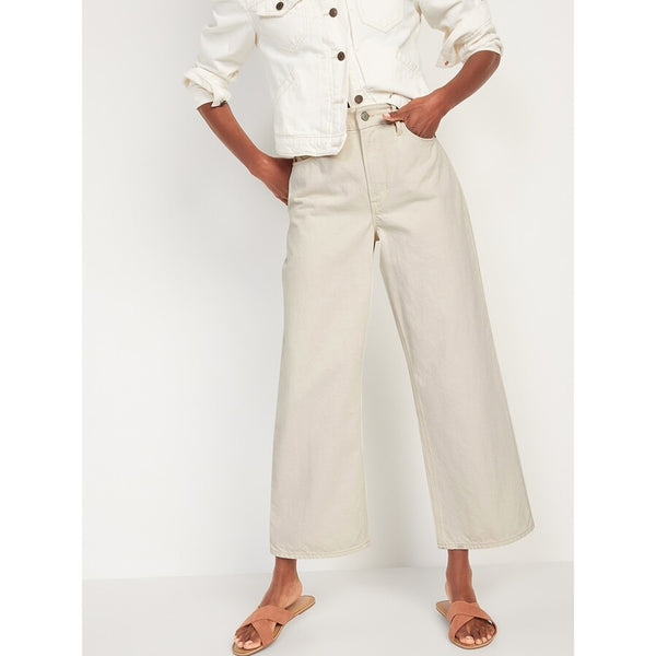 ON Extra High Ecru Wide-Leg Jeans | Montivo Pakistan