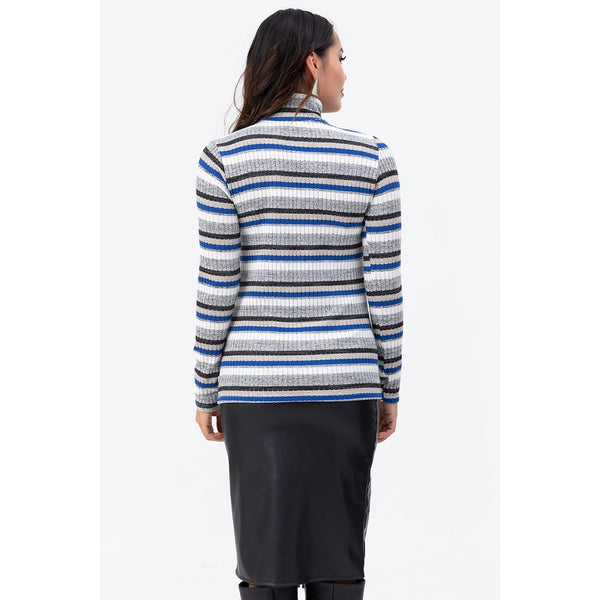 Stripes Turtleneck Knitwear Blouse | Montivo Pakistan