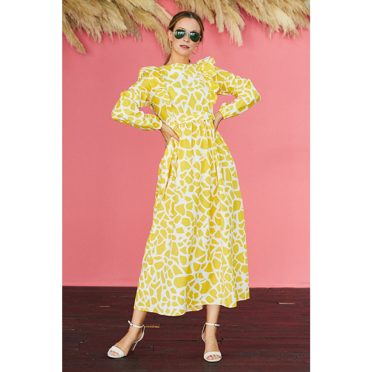 Front Frill Belted Dress | Montivo Pakistan