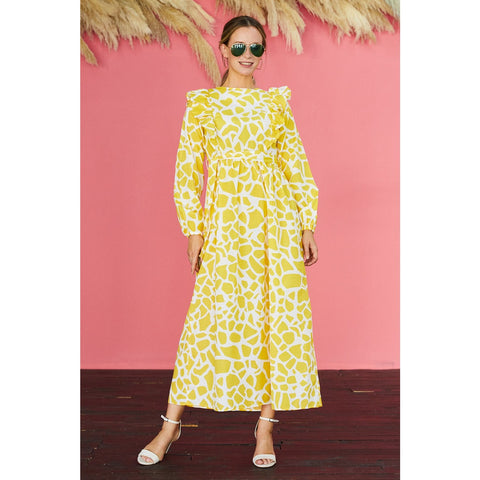 Front Frill Belted Dress | Montivo Pakistan