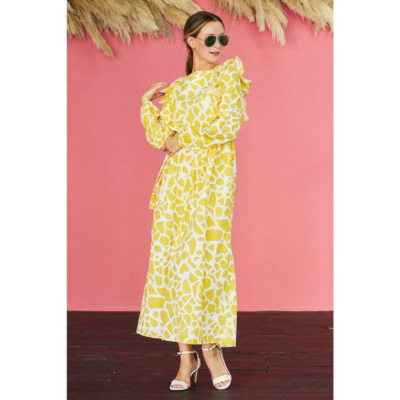 Front Frill Belted Dress | Montivo Pakistan