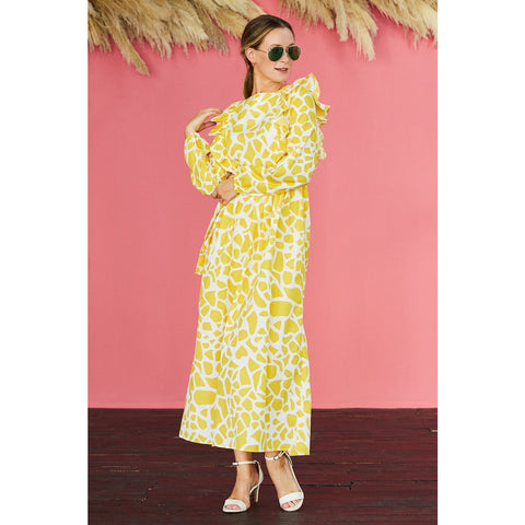 Front Frill Belted Dress | Montivo Pakistan